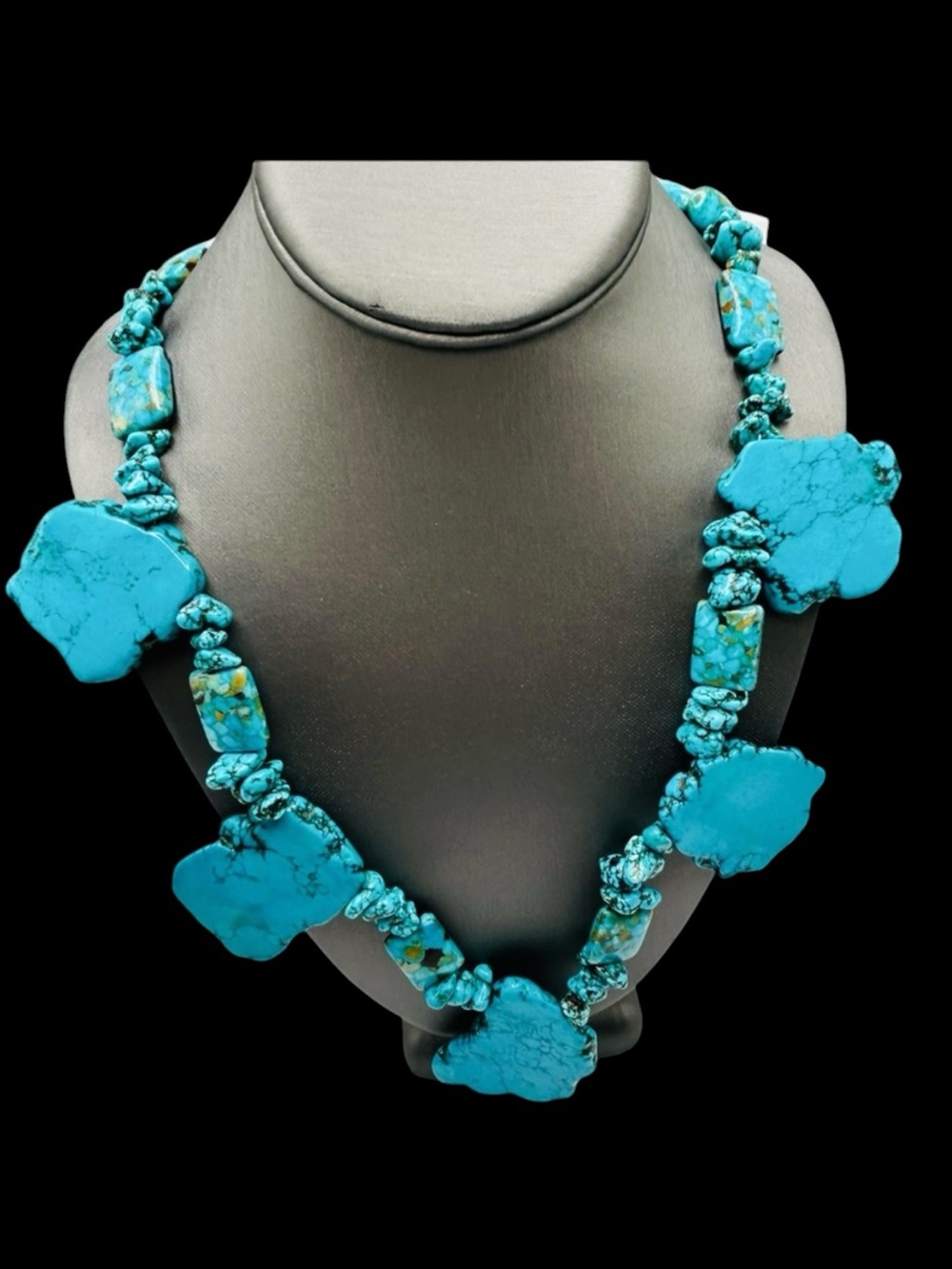 Huge Chunky Sea Sediment Turquoise Nugget Necklace